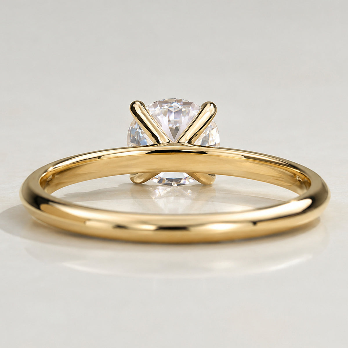 Modern Minimalist Design Round Cut Lab Grown Diamond Knife Edge Shank Engagement Ring #MCERL0132