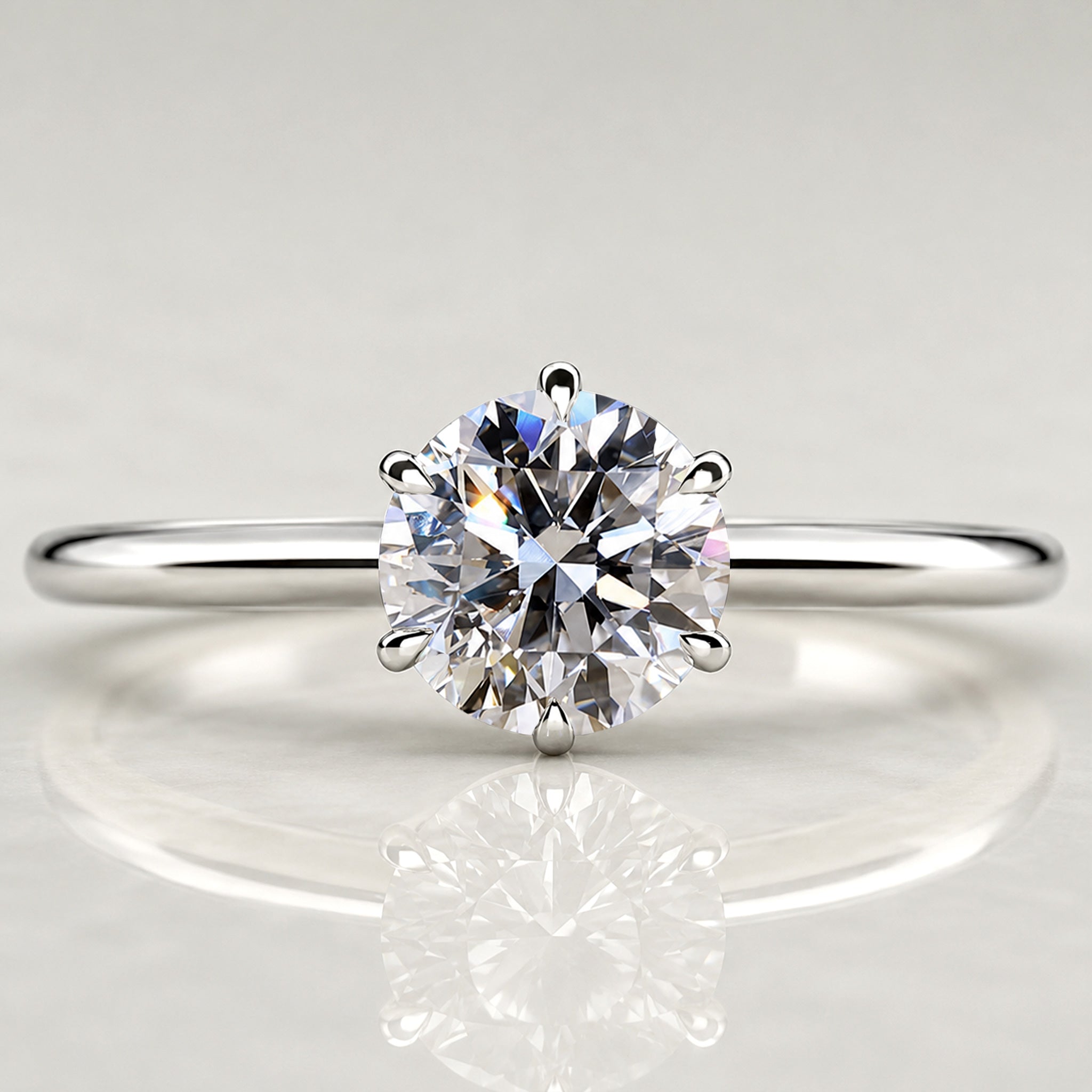 Modern Solitaire Design Round Cut Lab Grown Diamond Tapered Shank Engagement Ring #MCERL0134