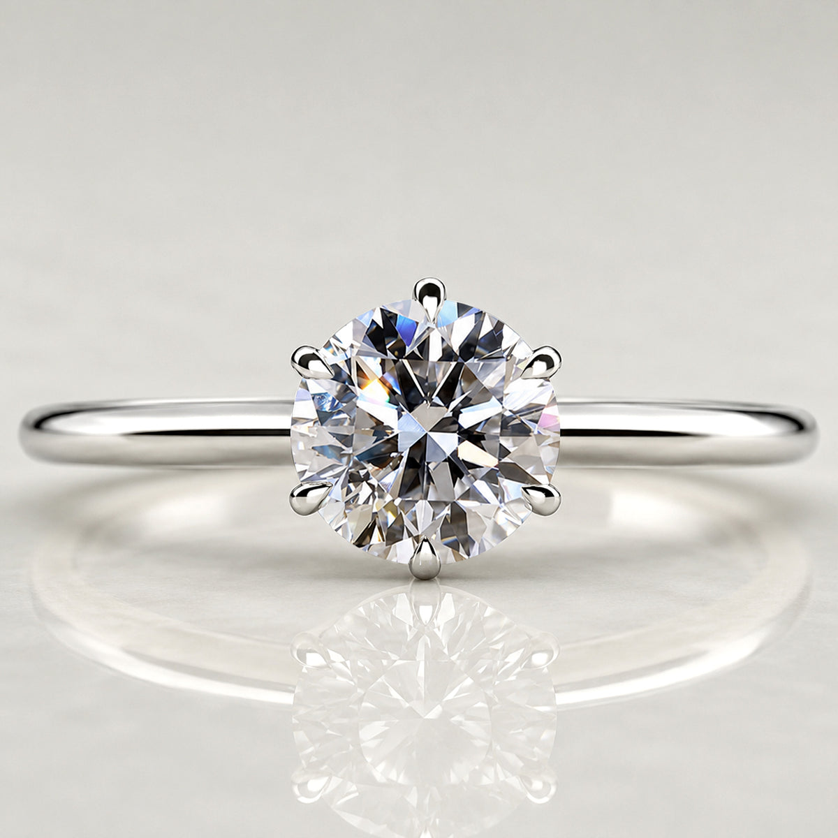 Modern Solitaire Design Round Cut Lab Grown Diamond Tapered Shank Engagement Ring #MCERL0134