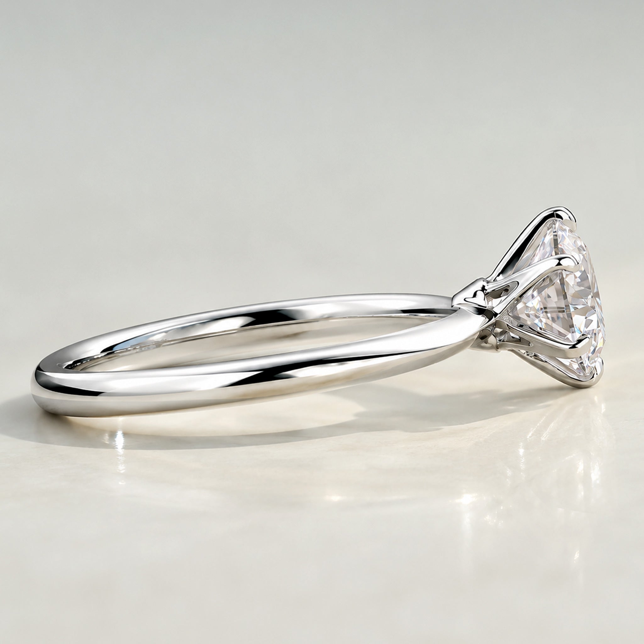 Modern Solitaire Design Round Cut Lab Grown Diamond Tapered Shank Engagement Ring #MCERL0134