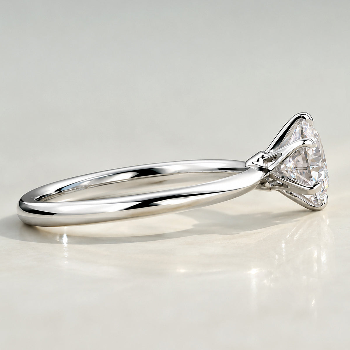 Modern Solitaire Design Round Cut Lab Grown Diamond Tapered Shank Engagement Ring #MCERL0134