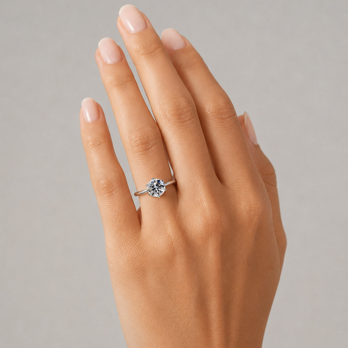 Modern Solitaire Design Round Cut Lab Grown Diamond Tapered Shank Engagement Ring #MCERL0134