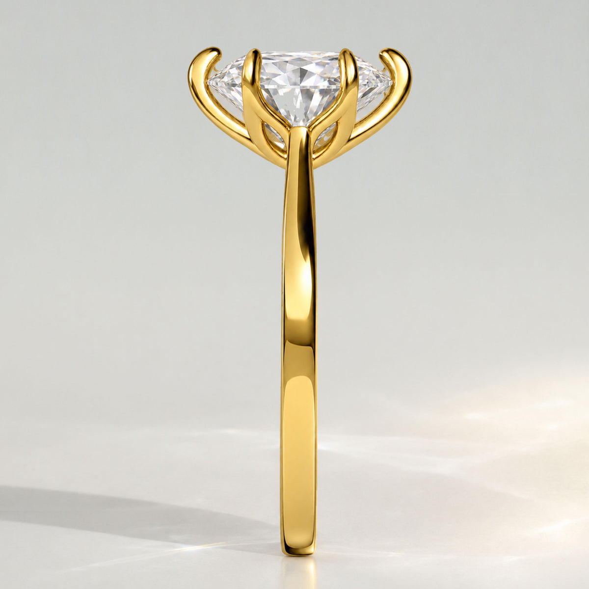 Minimalist Solitaire Design Oval Cut Lab Grown Diamond Knife Edge Shank Engagement Ring #MCERL0137
