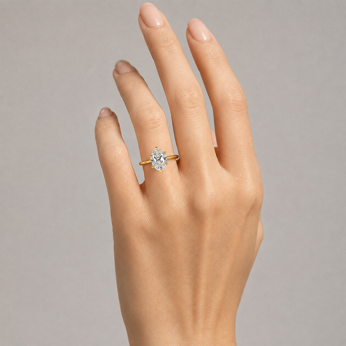 Minimalist Solitaire Design Oval Cut Lab Grown Diamond Knife Edge Shank Engagement Ring #MCERL0137