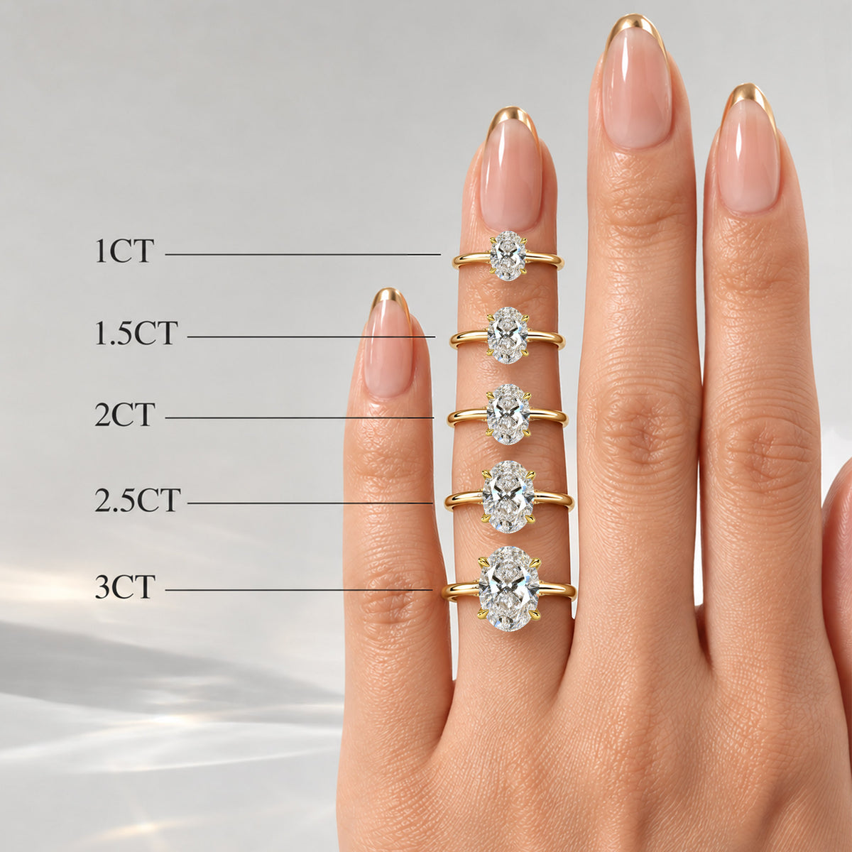 Solitaire Minimalist Design Oval Cut Lab Grown Diamond Tulip Basket Engagement Ring With Round Cut Accent Stones #MCERL0138