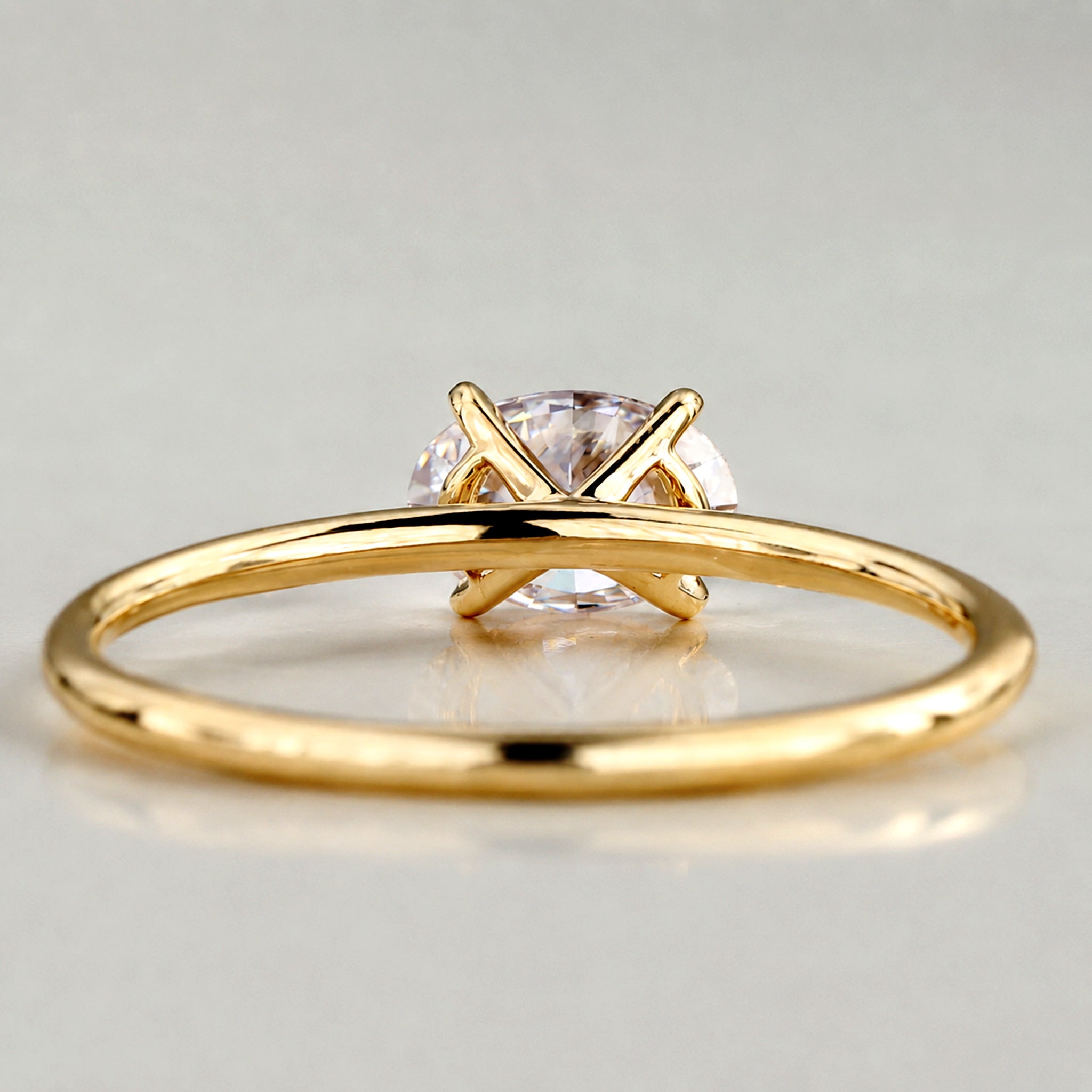 Minimalist Solitaire Design Oval Cut Lab Grown Diamond Tapered Shank Engagement Ring #MCERL0159