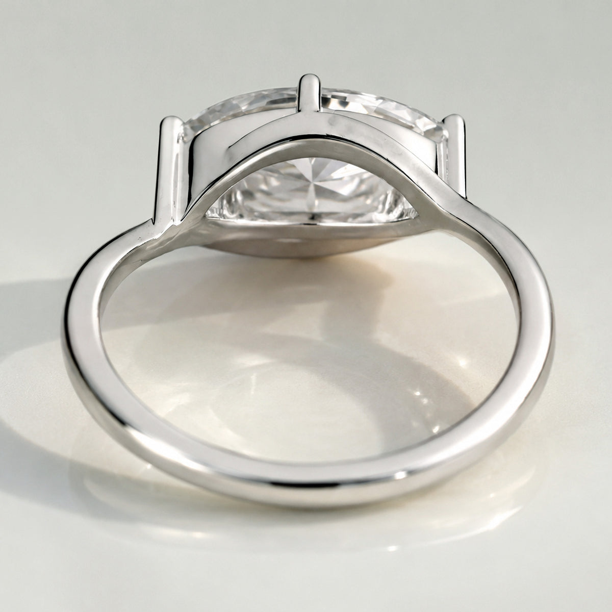Modern Design Marquise Cut Lab Grown Diamond Bypass Shank Engagement Ring #MCERL0160