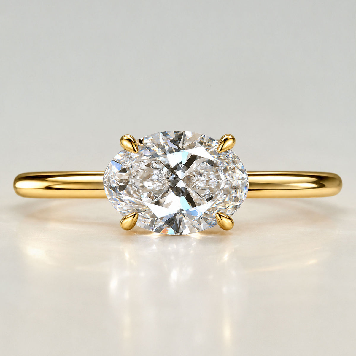Modern Solitaire Oval Cut Lab Grown Diamond Tapered Shank Engagement Ring #MCERL0164