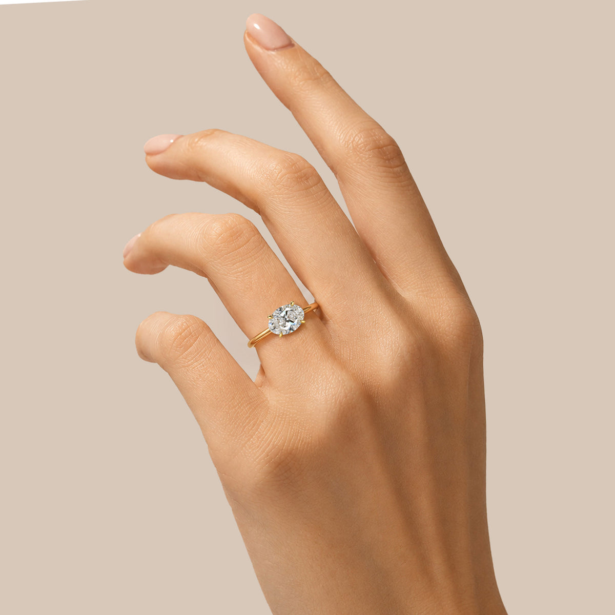 Modern Solitaire Oval Cut Lab Grown Diamond Tapered Shank Engagement Ring #MCERL0164