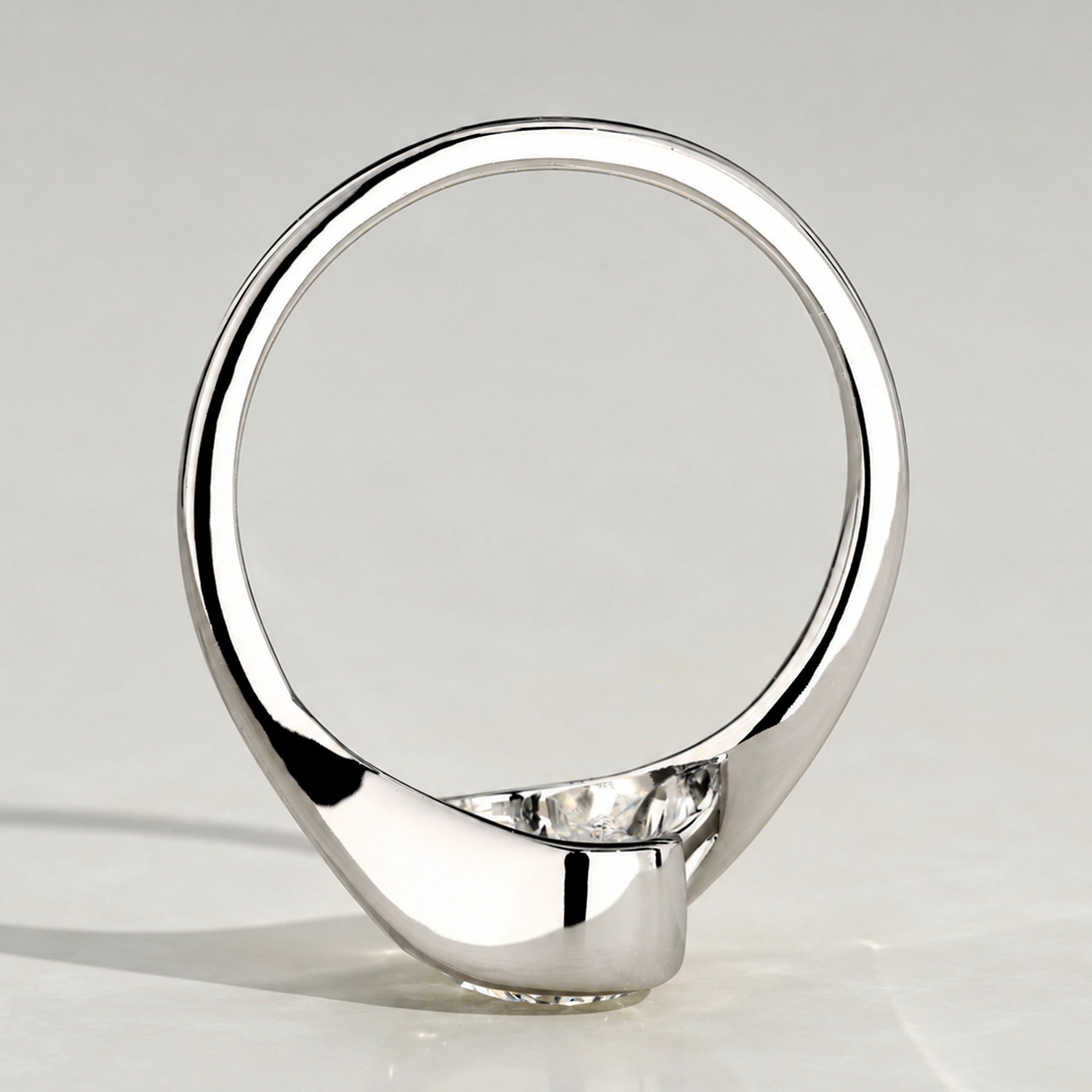 Solitaire Modern Design Lab Grown Diamond Center Stone Bypass Shank Engagement Ring #MCERL0166