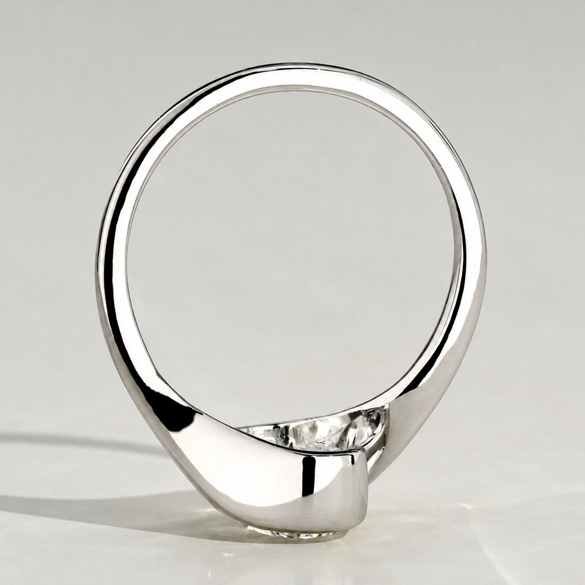 Solitaire Modern Design Lab Grown Diamond Center Stone Bypass Shank Engagement Ring #MCERL0166
