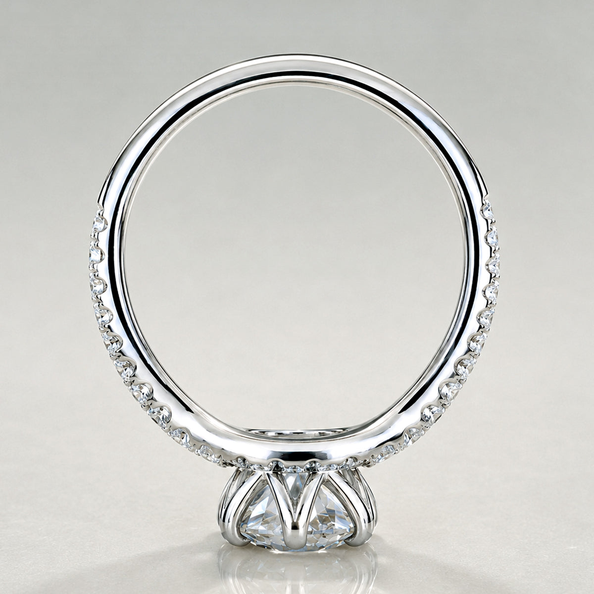 Halo Modern Design Round Cut Lab Grown Diamond Bypass Shank Engagement Ring With Round Cut Accent Stones #MCERL0172