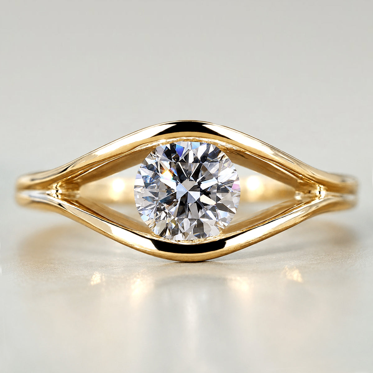 Modern Minimalist Solitaire Design Round Cut Lab Grown Diamond Engagement Ring #MCERL0177