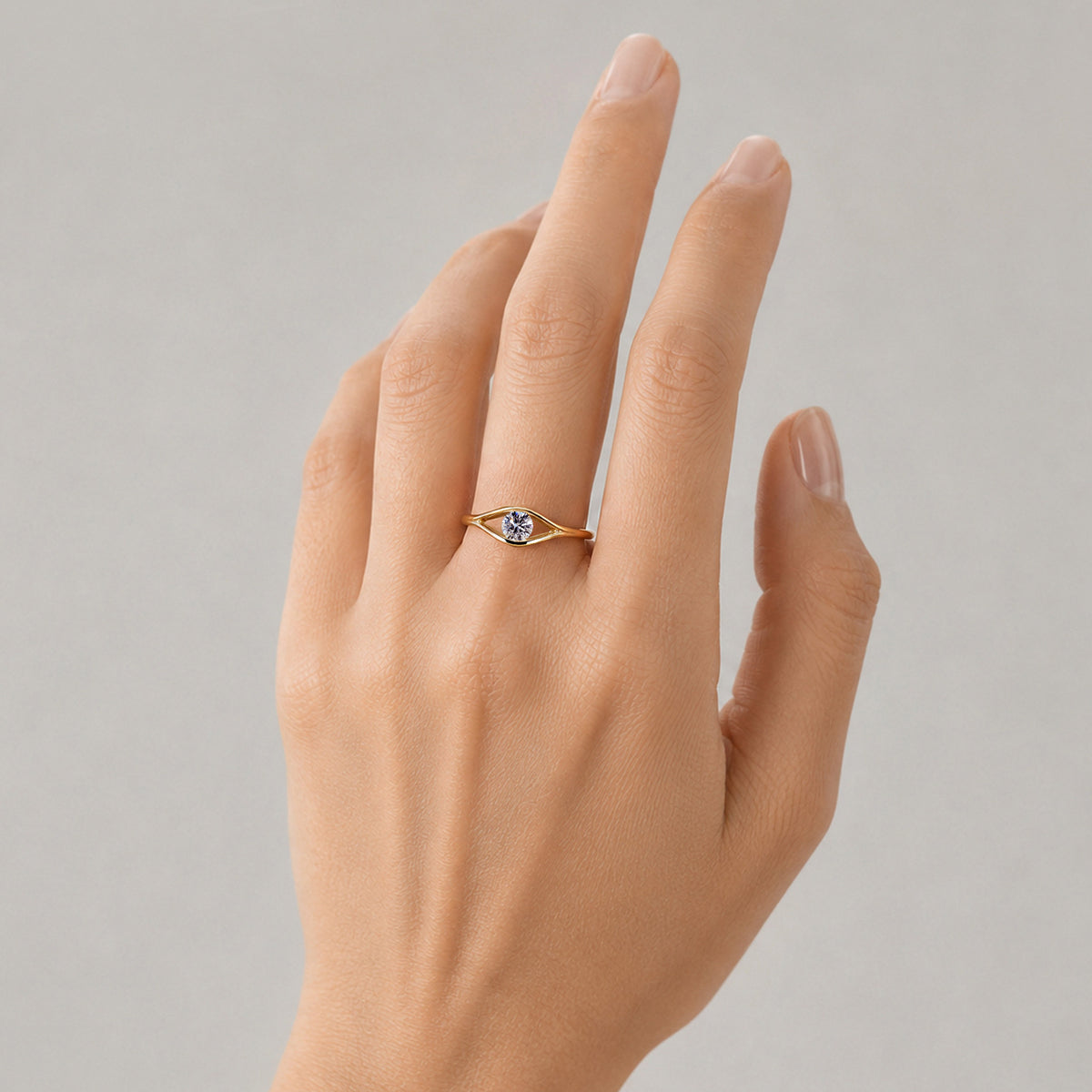 Modern Minimalist Solitaire Design Round Cut Lab Grown Diamond Engagement Ring #MCERL0177