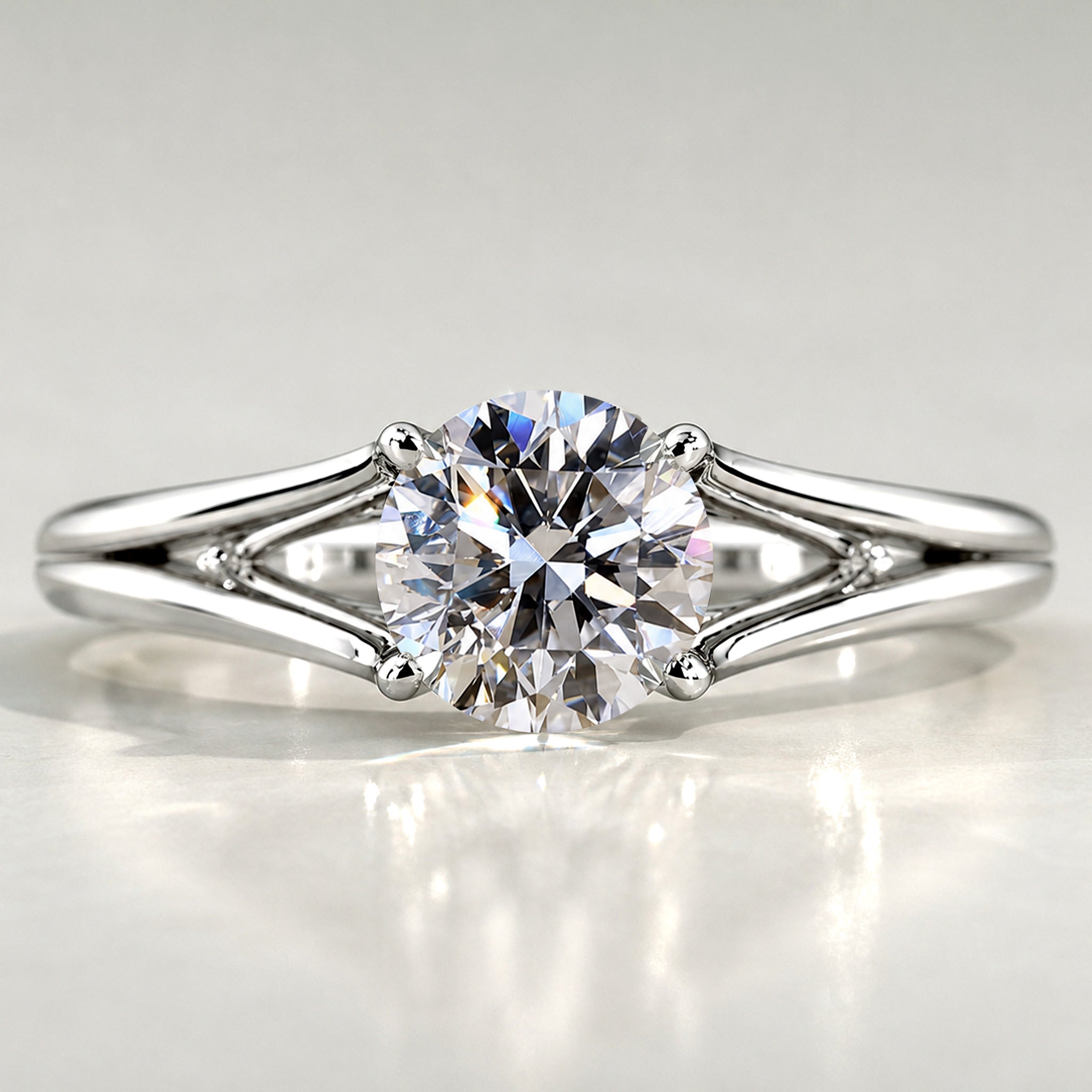 Solitaire Modern Design Round Cut Lab Grown Diamond Trellis Basket Engagement Ring #MCERL0180