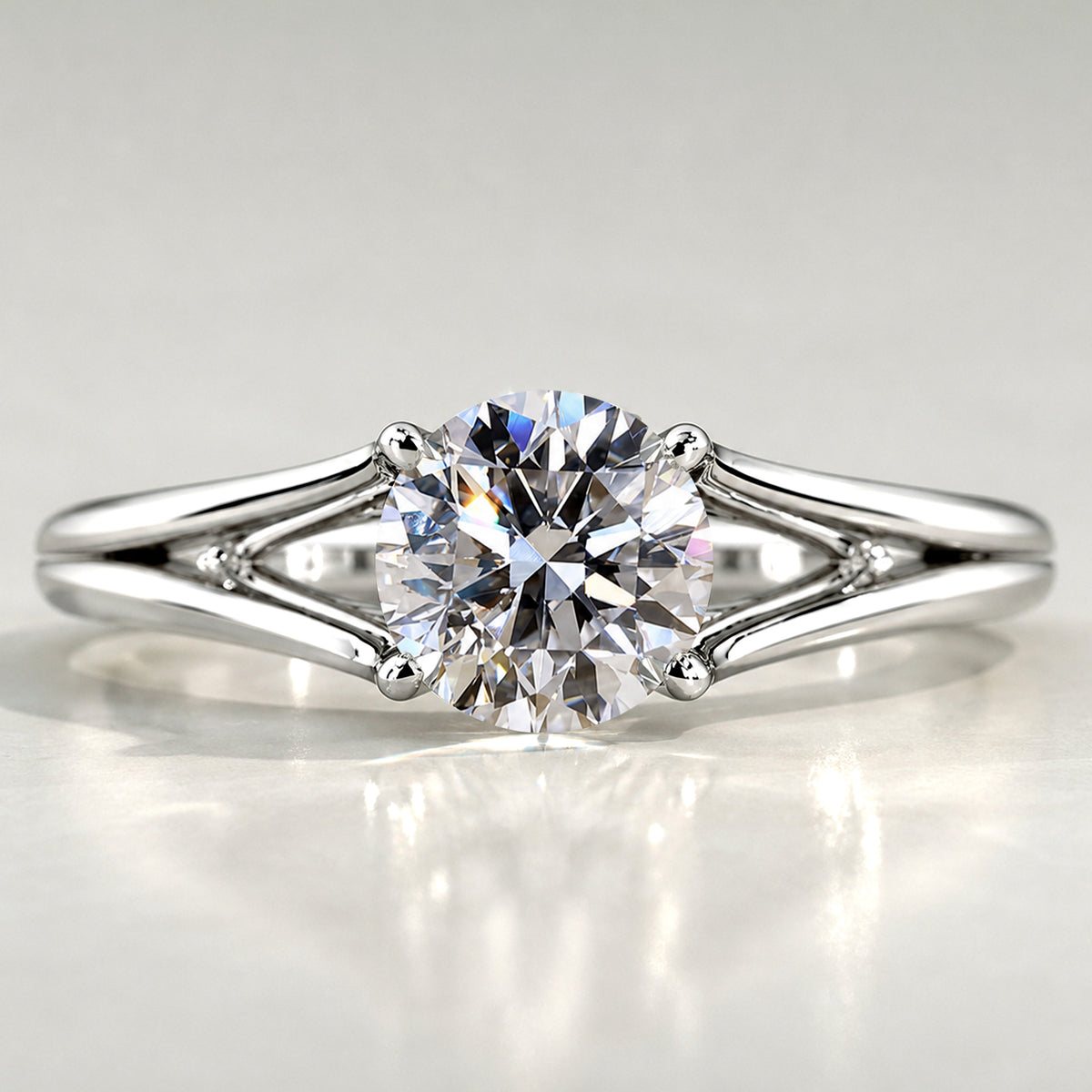 Solitaire Modern Design Round Cut Lab Grown Diamond Trellis Basket Engagement Ring #MCERL0180