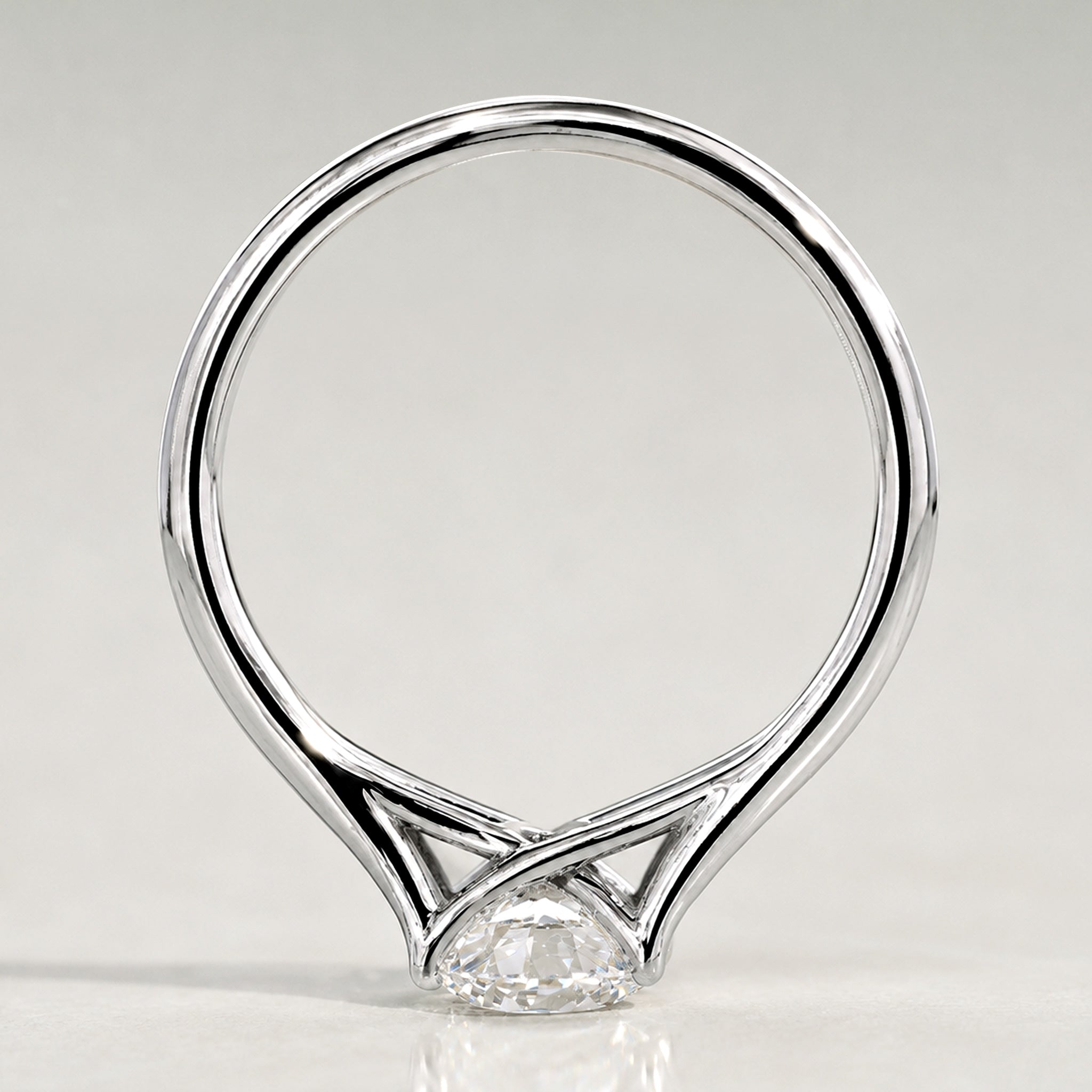 Solitaire Modern Design Round Cut Lab Grown Diamond Trellis Basket Engagement Ring #MCERL0180