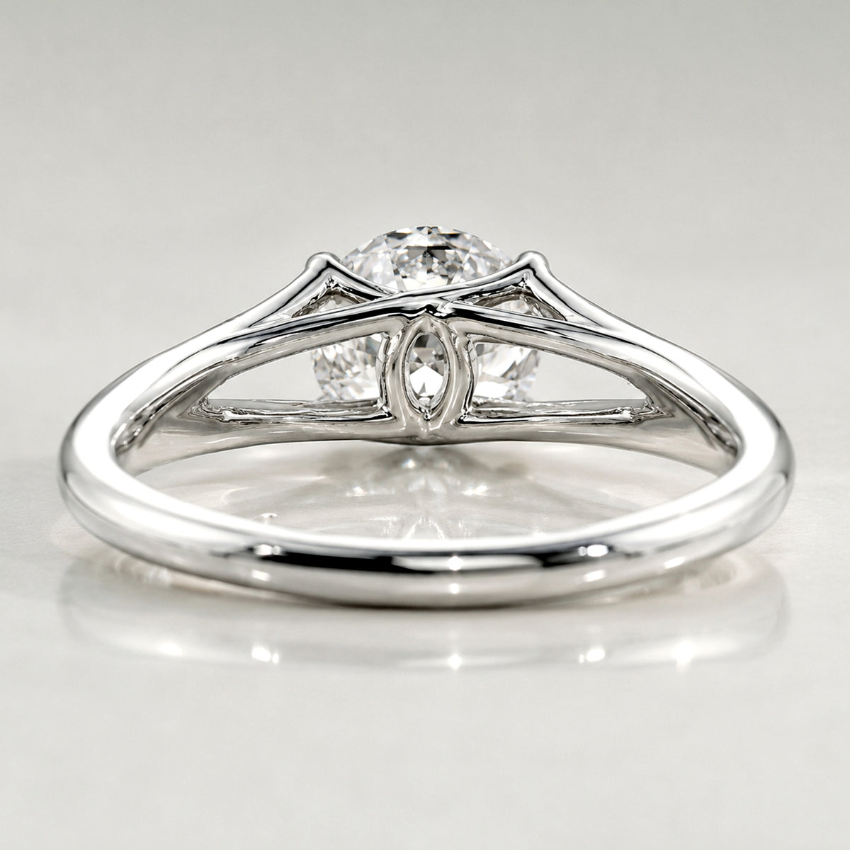 Solitaire Modern Design Round Cut Lab Grown Diamond Trellis Basket Engagement Ring #MCERL0180