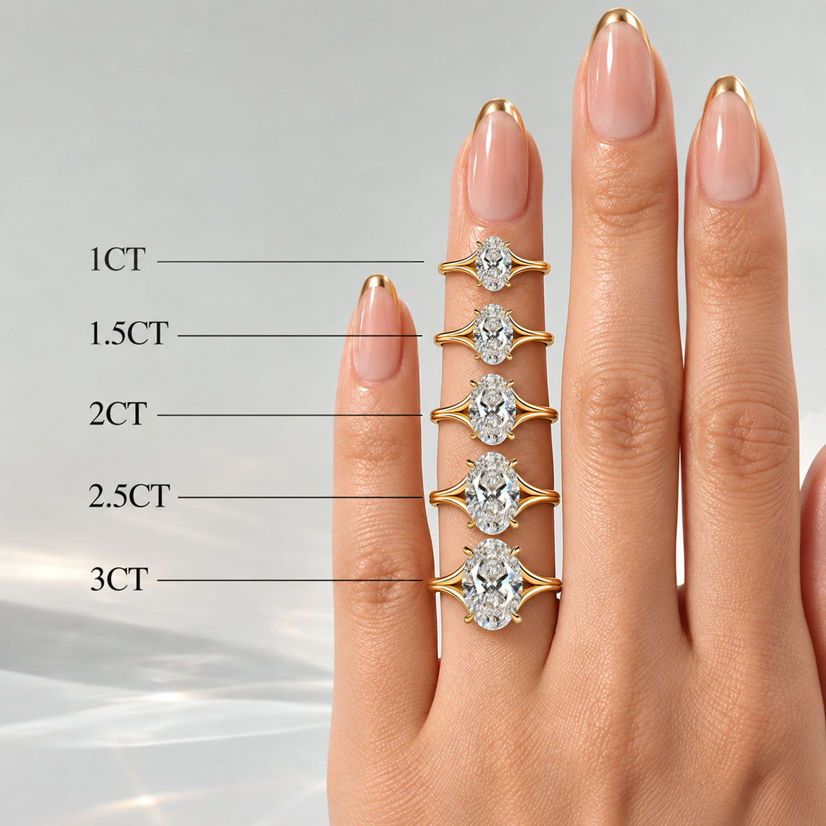 Solitaire Modern Minimalist Design Oval Cut Lab Grown Diamond Split Shank Engagement Rings #MCERL0190