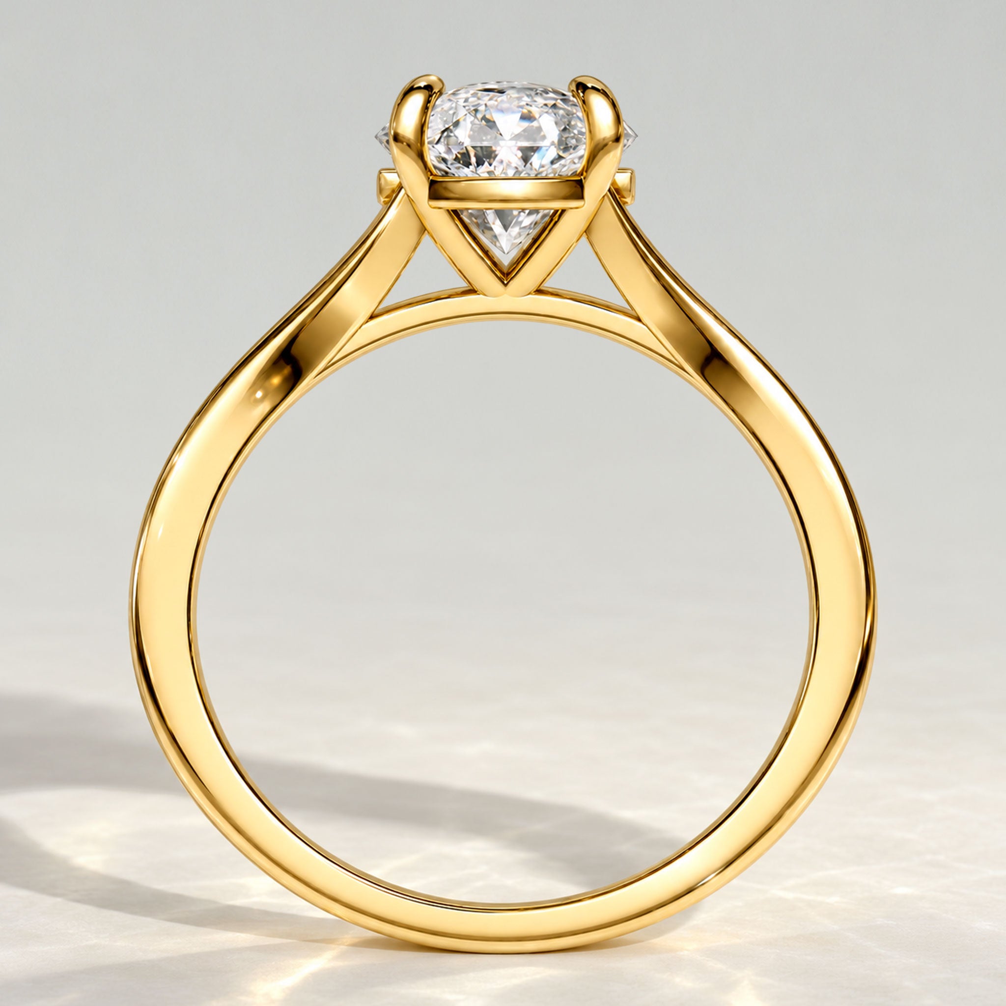 Solitaire Modern Minimalist Design Oval Cut Lab Grown Diamond Split Shank Engagement Rings #MCERL0190