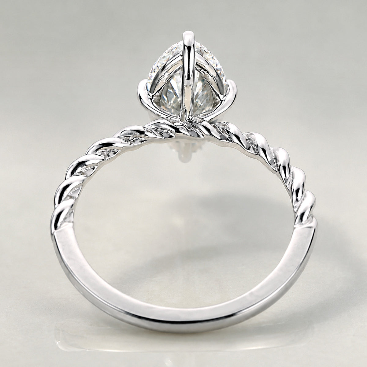 Solitaire Minimalist Modern Design Marquise Cut Lab Grown Diamond Twisted Shank Rope Engagement Rings #MCERL0193