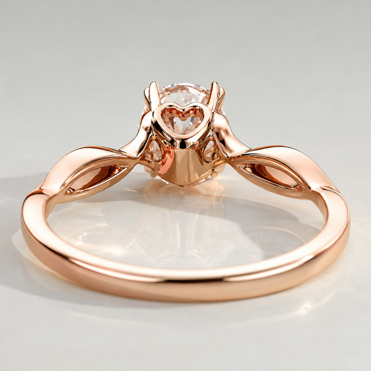 Solitaire Modern Design Round Cut Lab Grown Diamond Twisted Shank Engagement Ring #MCERL0194