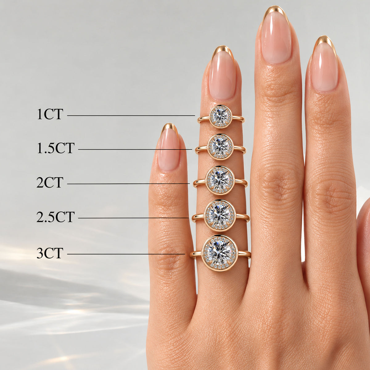 Modern Halo Design Round Cut Lab Grown Diamond Engagement Rings With Round Cut Accent Stones #MCERL0203