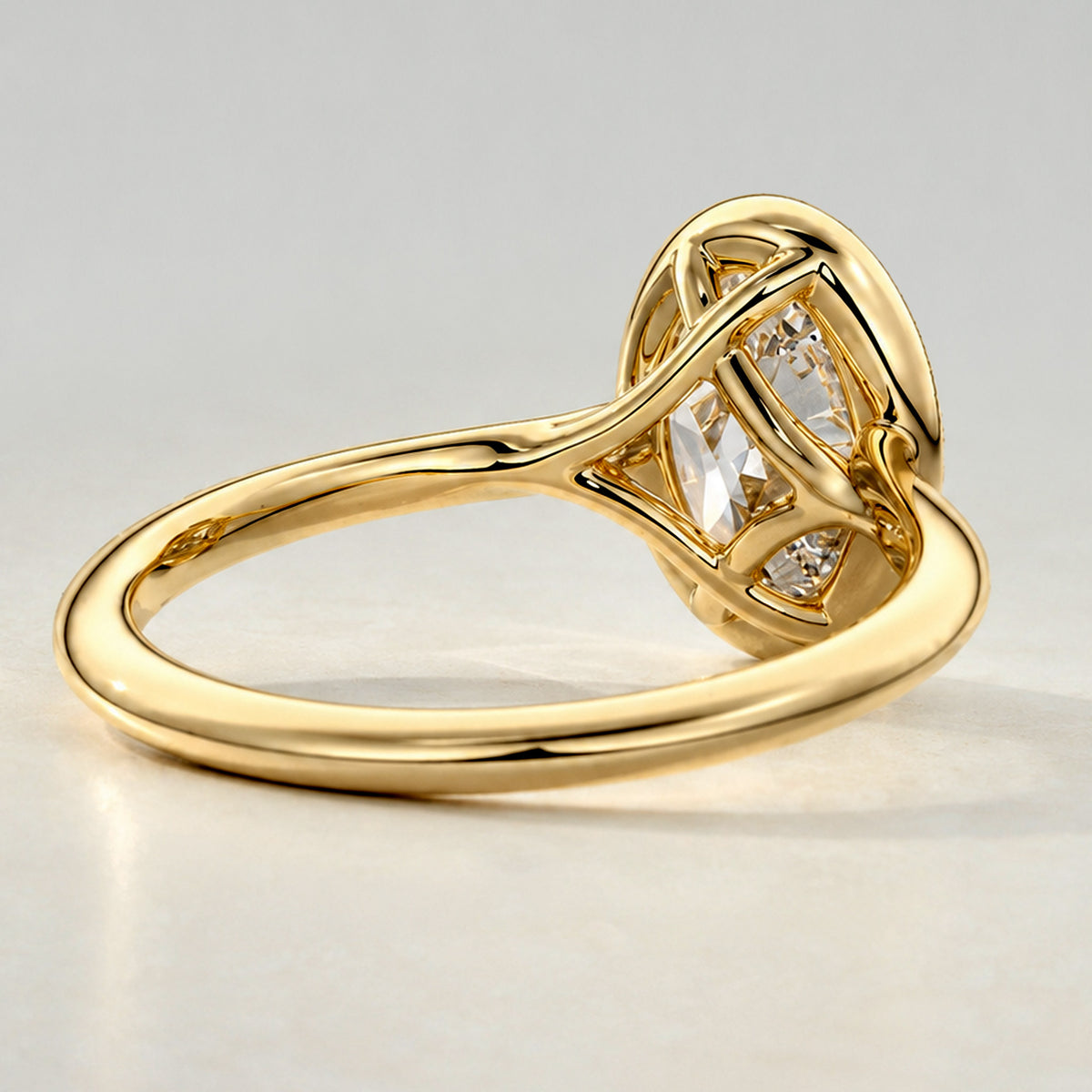 Vintage Solitaire Milgrain Halo Oval Cut Lab Grown Diamond Trellis Basket Engagement Ring #MCERL0208