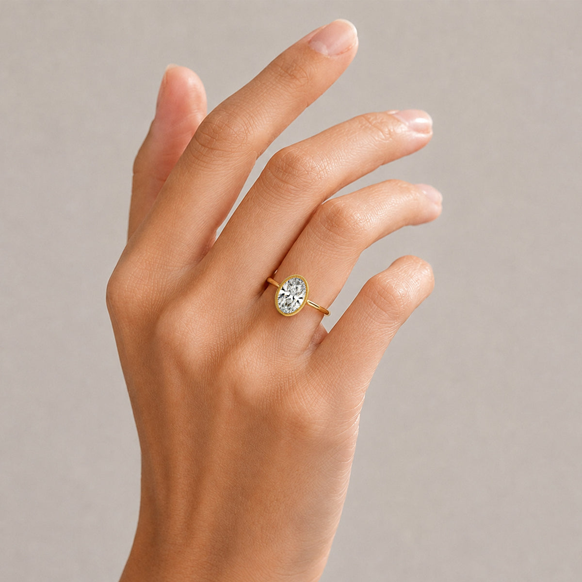 Vintage Solitaire Milgrain Halo Oval Cut Lab Grown Diamond Trellis Basket Engagement Ring #MCERL0208