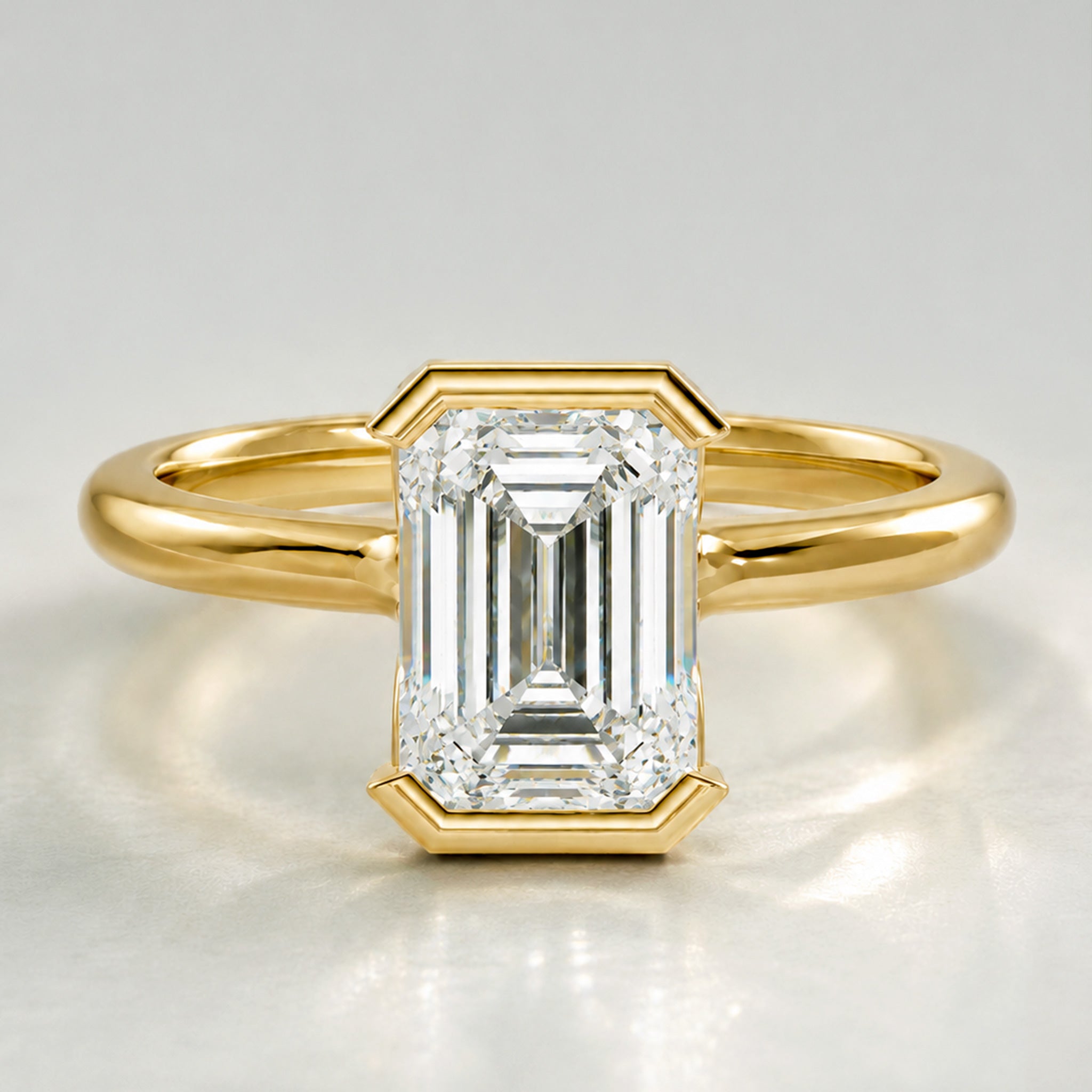 Classic Design Emerald Cut Lab Grown Diamond Split Shank Engagement Ring #MCERL0214