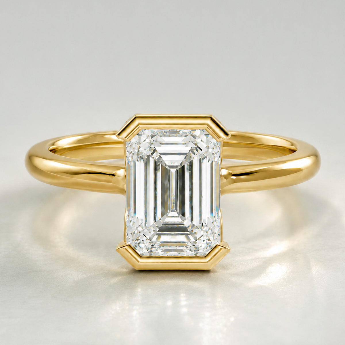 Classic Design Emerald Cut Lab Grown Diamond Split Shank Engagement Ring #MCERL0214