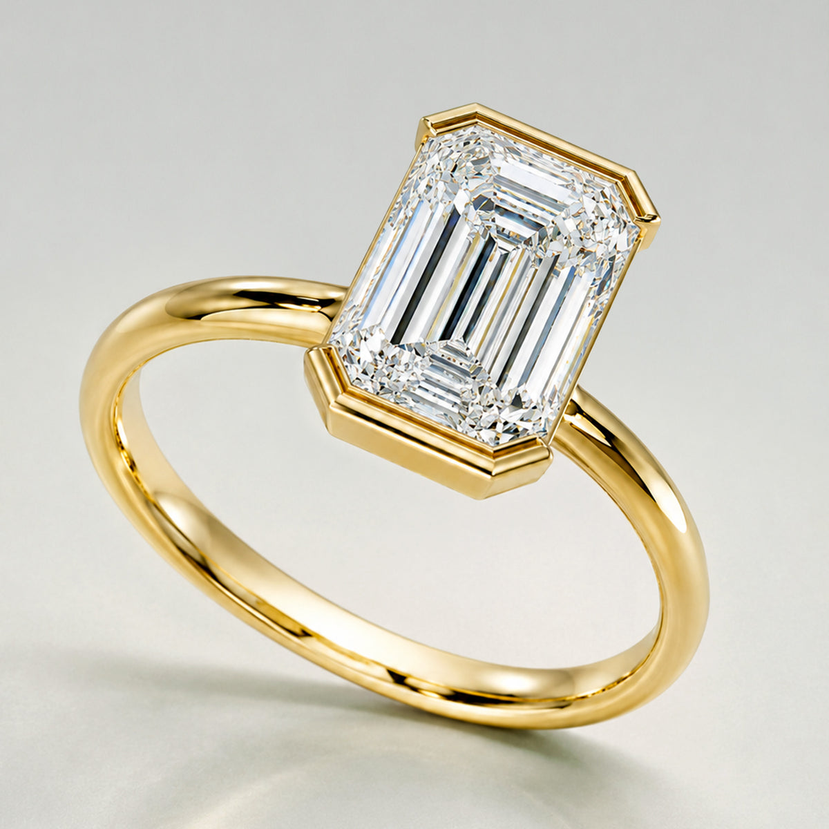 Classic Design Emerald Cut Lab Grown Diamond Split Shank Engagement Ring #MCERL0214