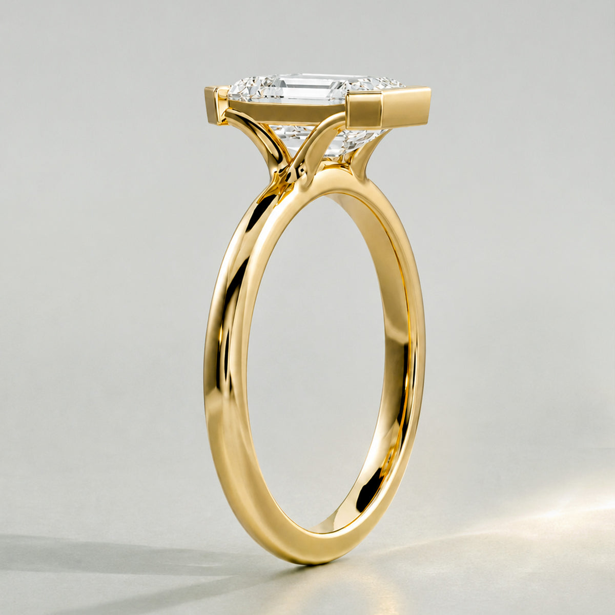 Classic Design Emerald Cut Lab Grown Diamond Split Shank Engagement Ring #MCERL0214