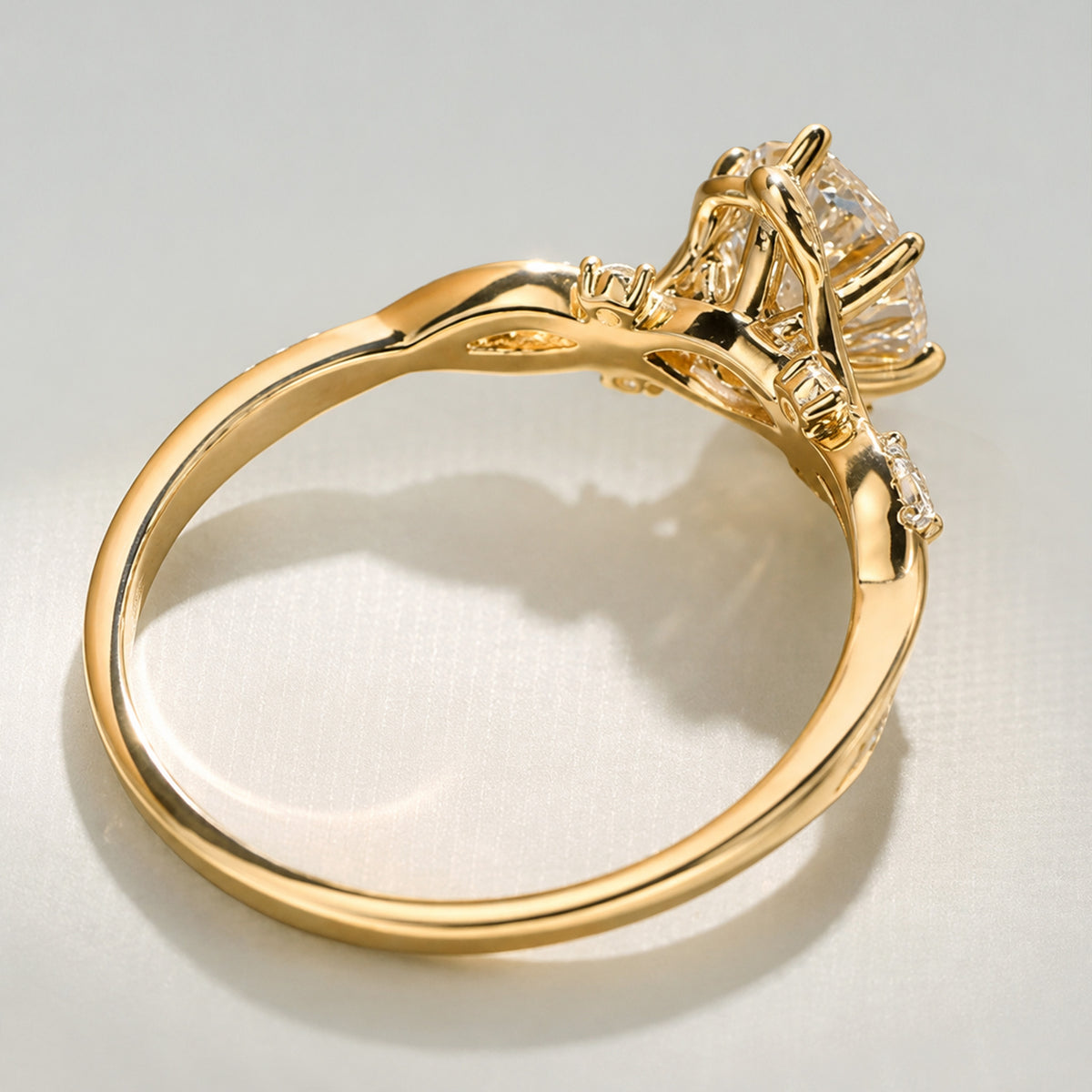 Nature Inspired Floral Design Oval Cut Lab Grown Diamond Center Stone Trellis Basket Engagement Rings With Round Cut And Marquise Cut Accent Stones #MCERL0226