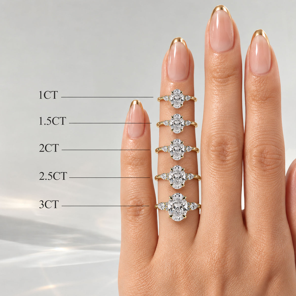 Modern Design Oval Cut Lab Grown Diamond Tulip Basket Engagement Ring With Round Cut And Pear Cut Accent Stones #MCERL0266