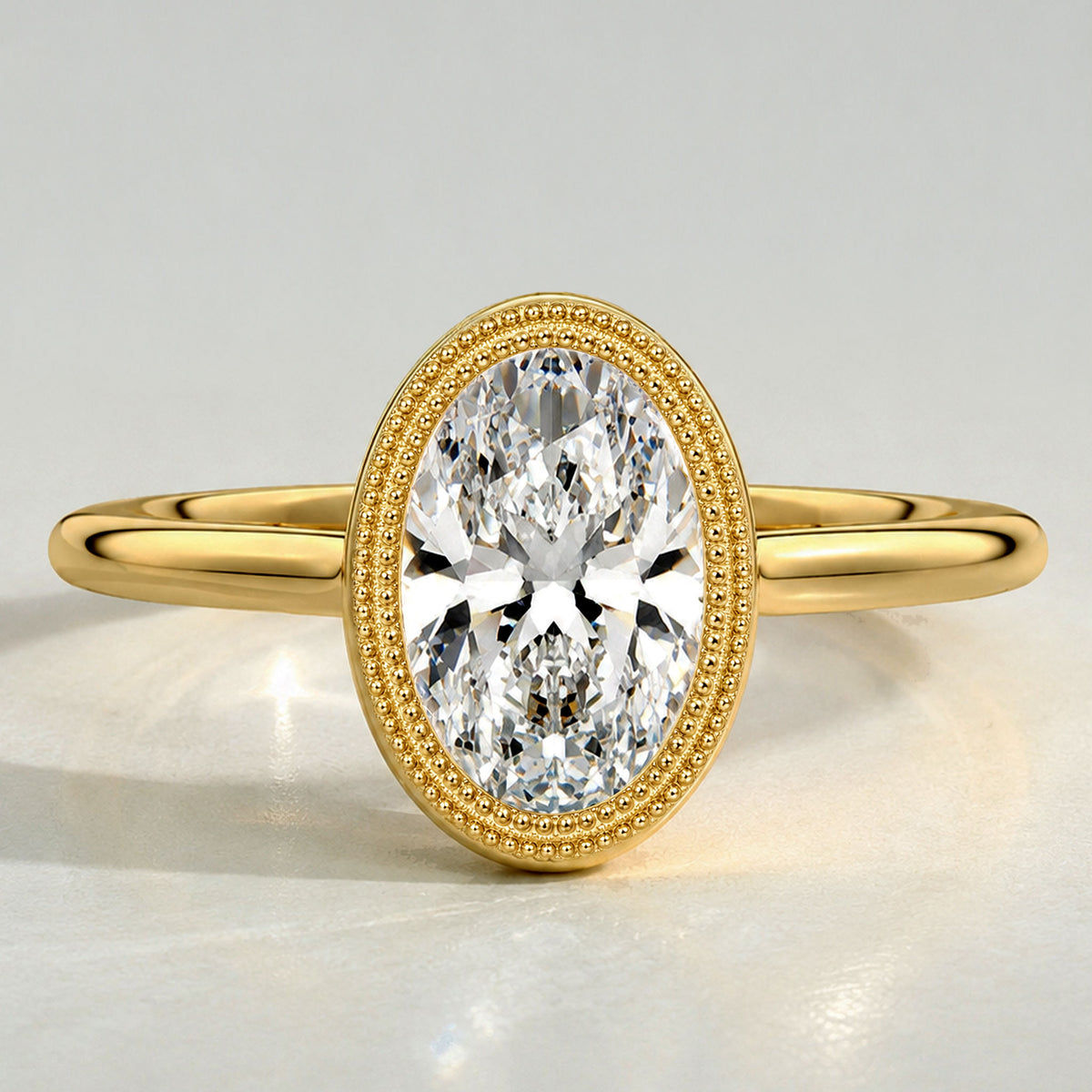 Vintage Double Milgrain Halo Oval Cut Lab Grown Diamond Trellis Basket Engagement Ring #MCERL0275