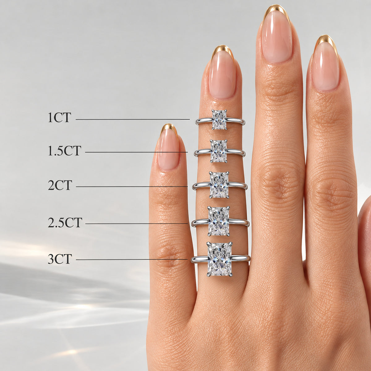 Solitaire Modern Design Radiant Cut Lab Grown Diamond Tapered Shank Engagement Ring #MCERL0276
