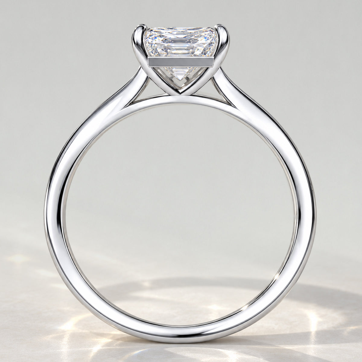 Solitaire Modern Design Radiant Cut Lab Grown Diamond Tapered Shank Engagement Ring #MCERL0276