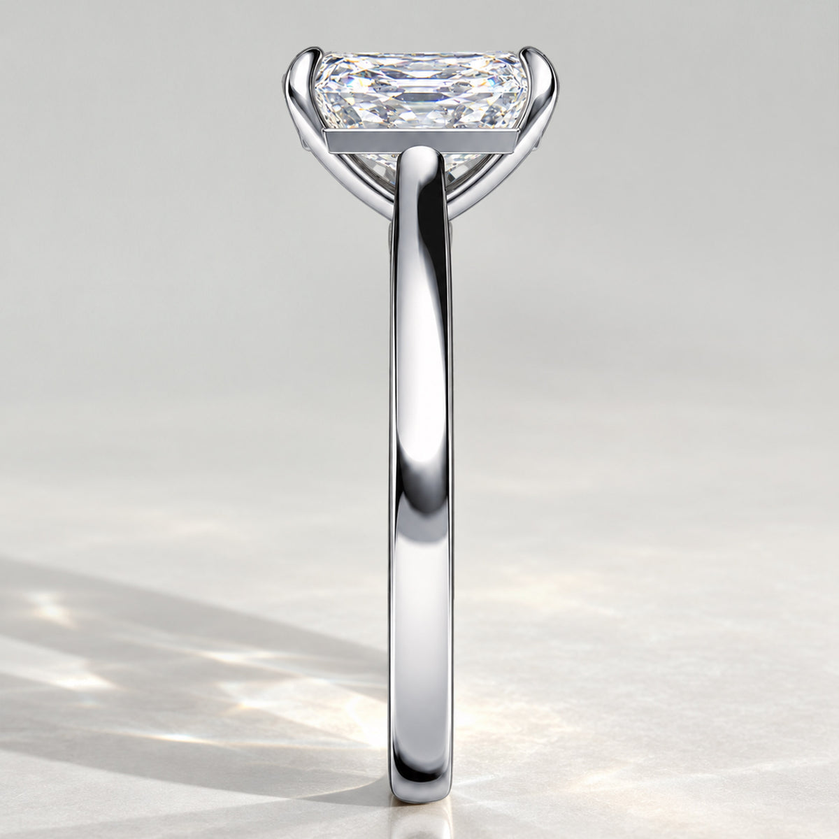 Solitaire Modern Design Radiant Cut Lab Grown Diamond Tapered Shank Engagement Ring #MCERL0276