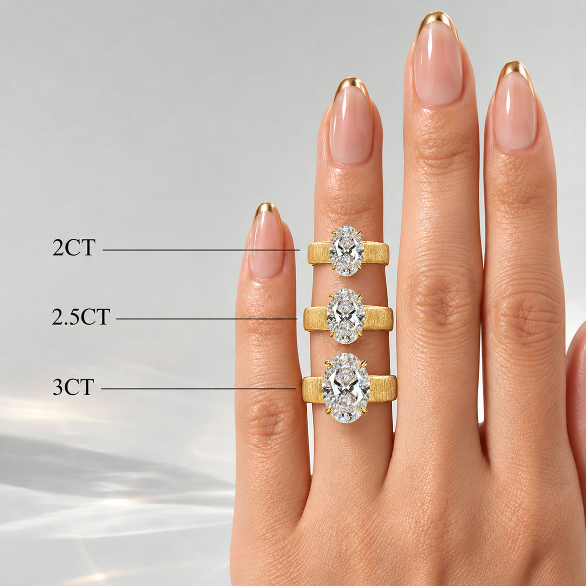 Solitaire Modern Design Oval Cut Lab Grown Diamond Hand Brushed Finish Engagement Rings #MCERL0301