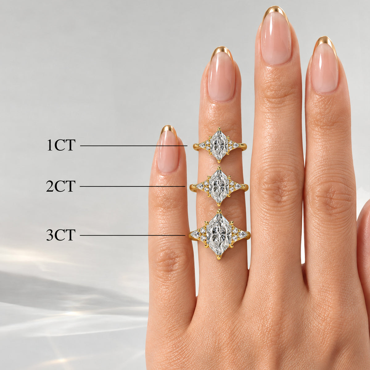 Vintage Dutch Marquise Cut Lab Grown Diamond Cathedral Basket Tapered Shank Engagement Rings With Round Cut And Pear Cut Accent Stones #MCERL0307