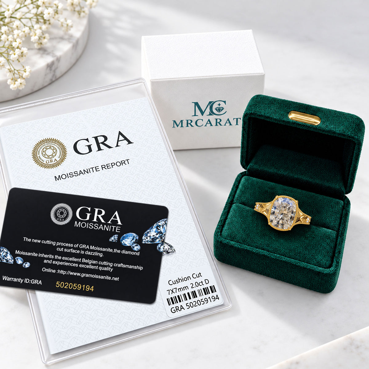 7CT Vintage Milgrain Engraved Design Cushion Cut Moissanite Cathedral Basket Engagement Rings With Round Cut Accent Stones #MCERM0079
