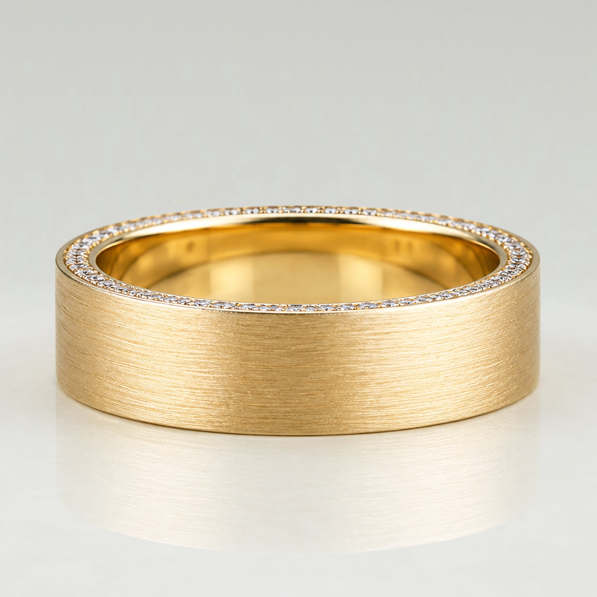 Minimalist Design Hand Brushed Finish Men's Wedding Band With Round Cut Lab Grown Diamonds #MCMBL0003