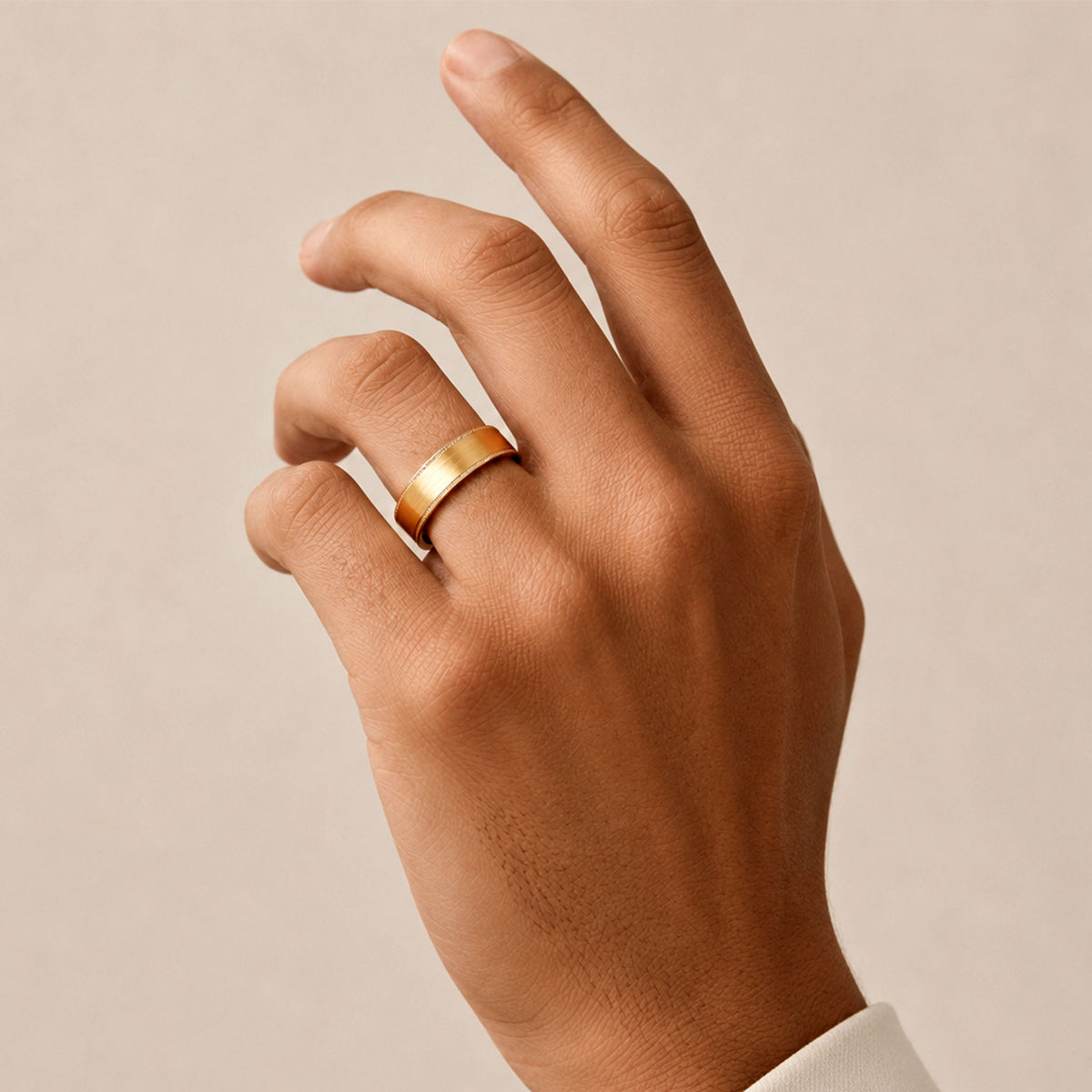Minimalist Design Hand Brushed Finish Men's Wedding Band With Round Cut Lab Grown Diamonds #MCMBL0003