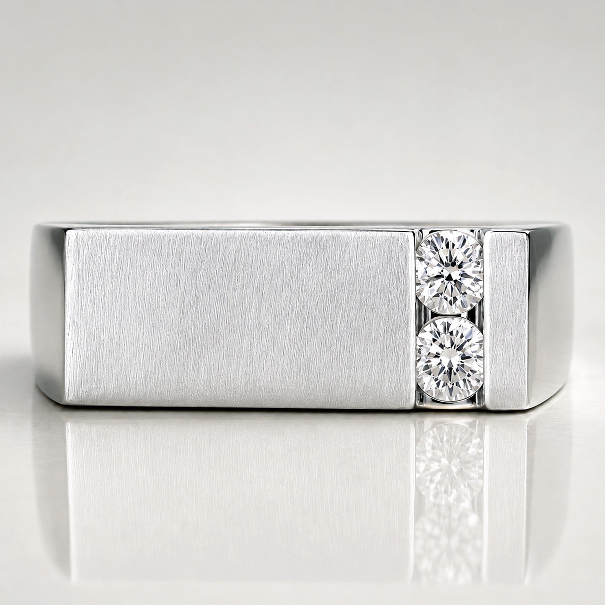 Modern Design Hand Brushed Finish Men's Wedding Band With Round Cut Lab Grown Diamonds #MCMBL0007