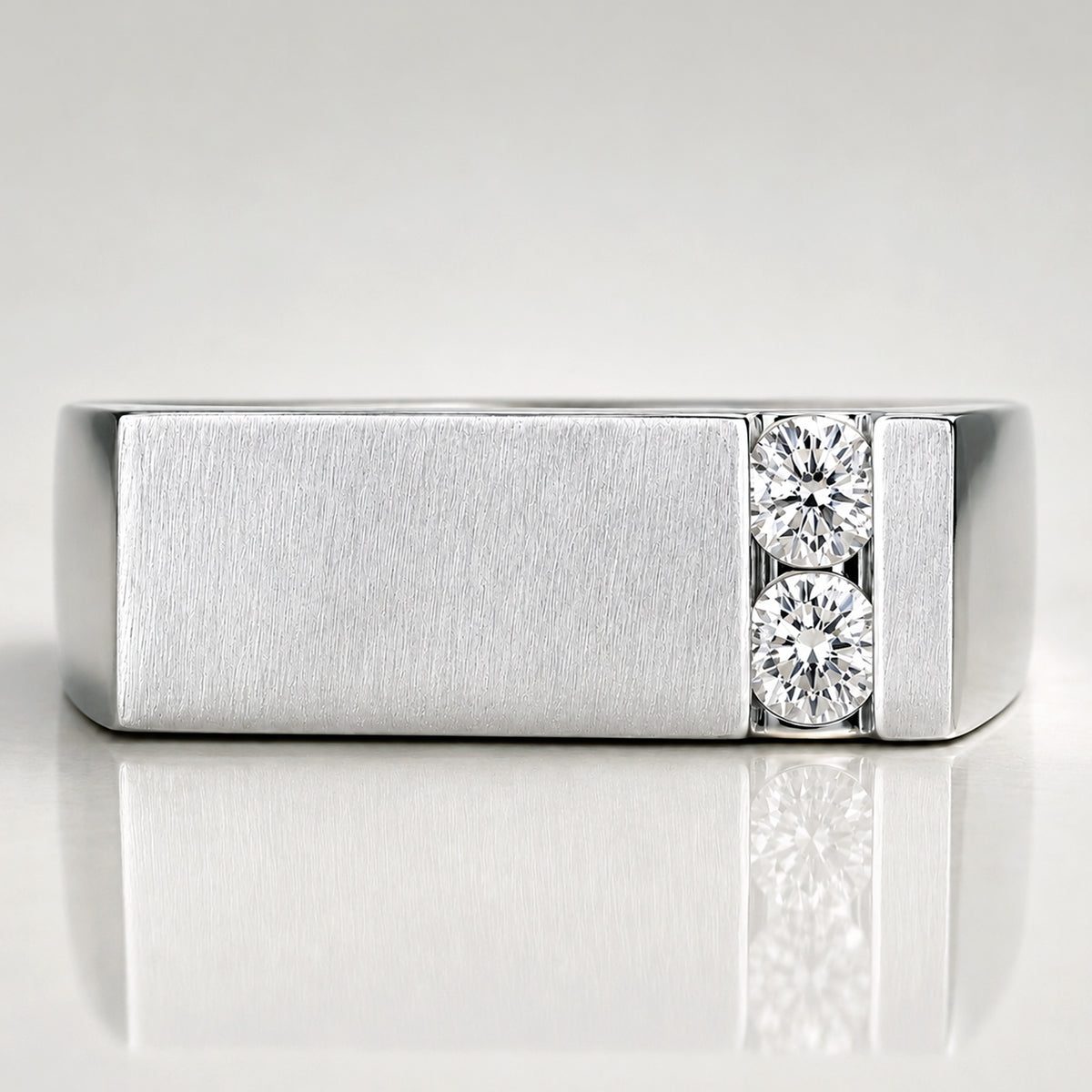 Modern Design Hand Brushed Finish Men's Wedding Band With Round Cut Lab Grown Diamonds #MCMBL0007