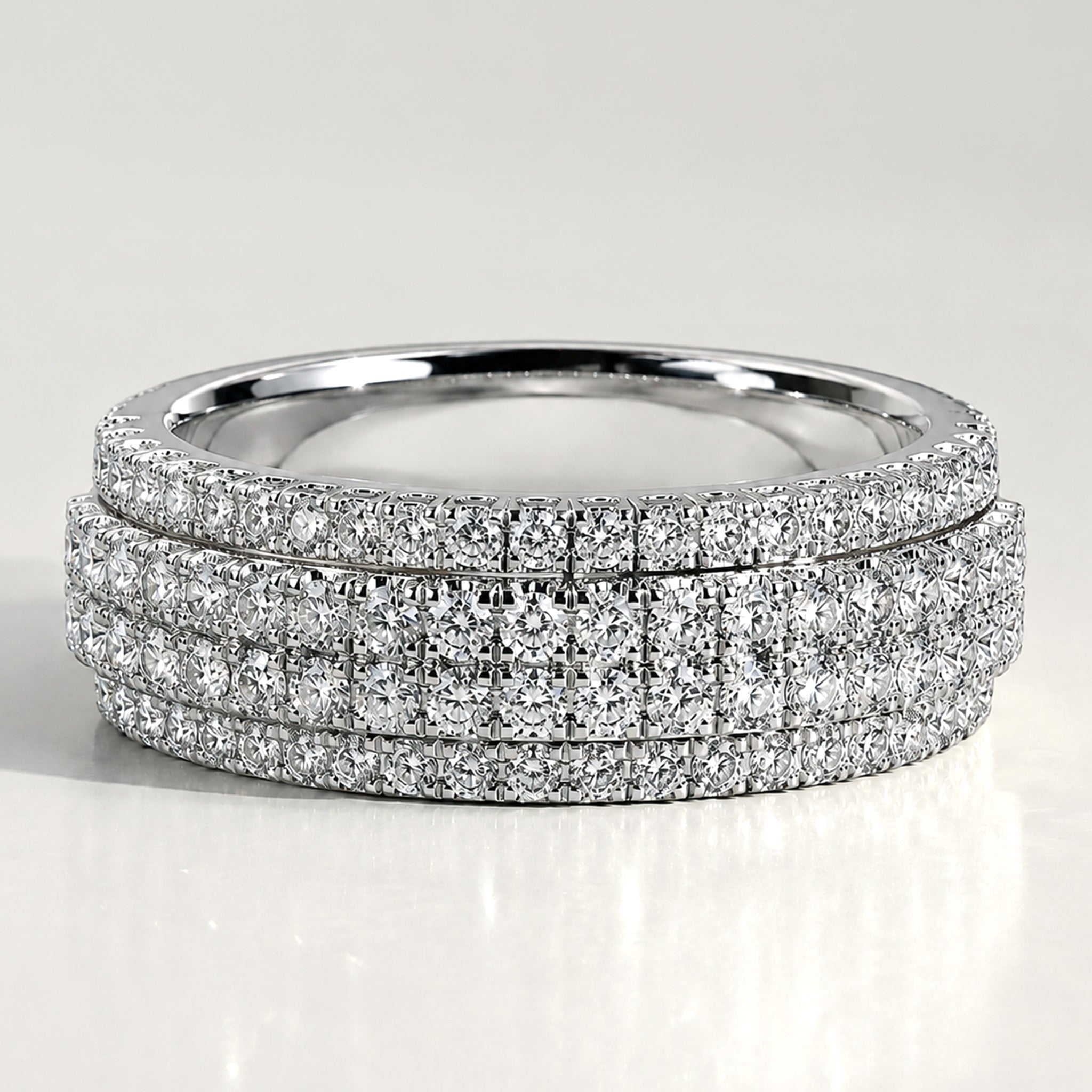 Classic Pave Men's Wedding Band With Accent Round Cut Lab Grown Diamonds #MCMBL0009