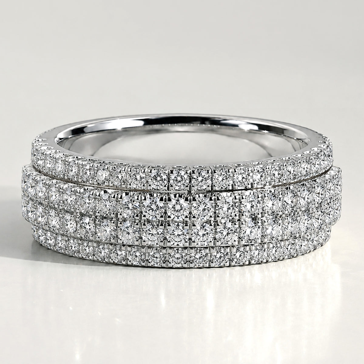 Classic Pave Men's Wedding Band With Accent Round Cut Lab Grown Diamonds #MCMBL0009