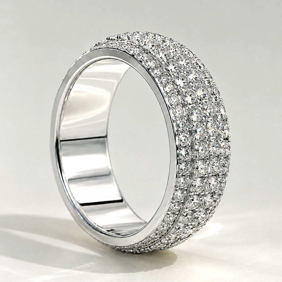 Classic Pave Men's Wedding Band With Accent Round Cut Lab Grown Diamonds #MCMBL0009