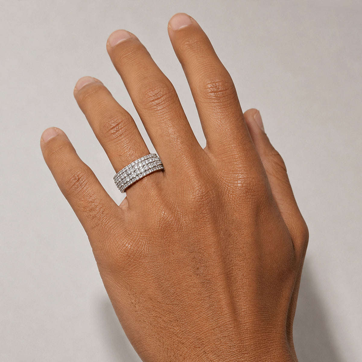 Classic Pave Men's Wedding Band With Accent Round Cut Lab Grown Diamonds #MCMBL0009